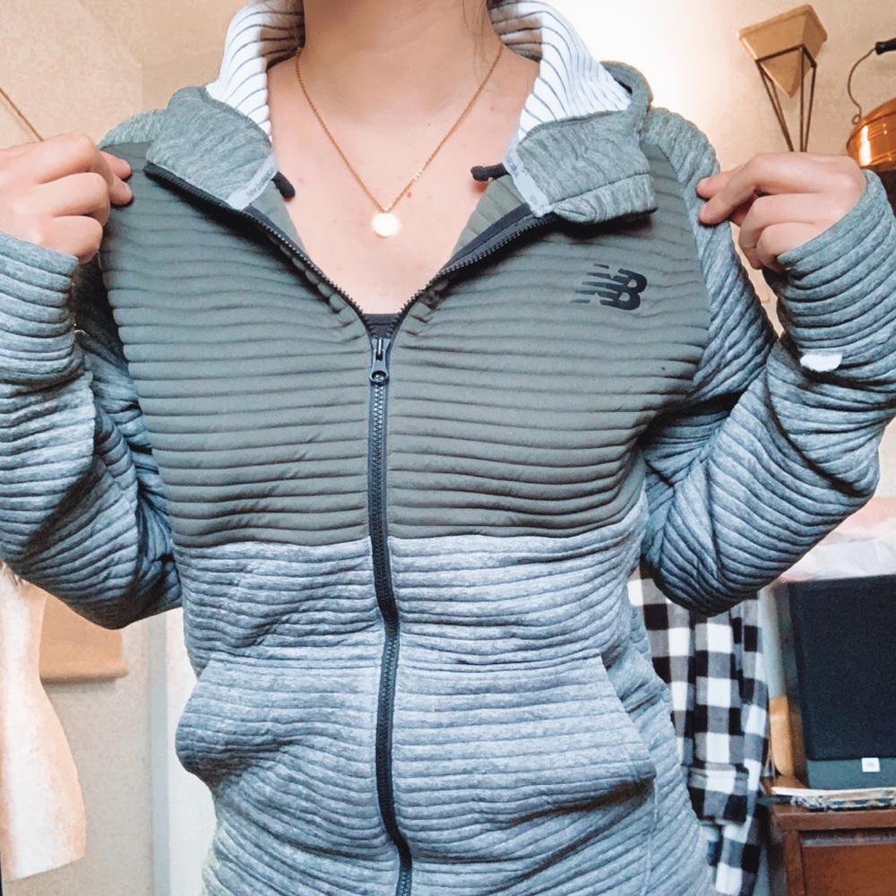 Olive Green & Dark Grey New Balance Zip Up Hoodie